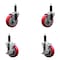 Service Caster 4'' SS Red Poly Wheel Swivel 1'' Expanding Stem Caster Set 2 Brakes, 4PK SCC-SSEX20S414-PPUB-RED-2-TLB-2-1 - alternate 1